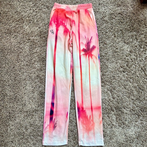 Carbon38 Tropical Palm Tree Sweatpants Pink & Orange Size XS - Picture 2 of 10